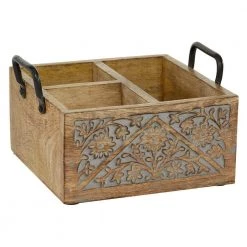 4 Bottle Brown Mango Wood Wine Holder by Litton Lane