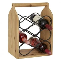 6 Bottle Brown Wood Wine Holder by Litton Lane