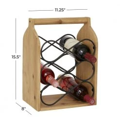 6 Bottle Brown Wood Wine Holder by Litton Lane -Outlet Litton Lane Store litton lane wine racks 89291 76 1000