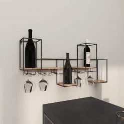 6 Bottle Black Contemporary Metal Wine Rack by Litton Lane -Outlet Litton Lane Store litton lane wine racks 92189 44 1000