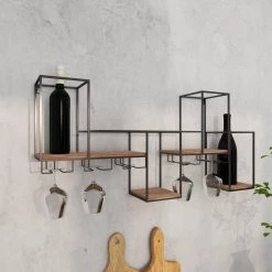 6 Bottle Black Contemporary Metal Wine Rack by Litton Lane -Outlet Litton Lane Store litton lane wine racks 92189 4f 1000