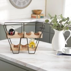 7 Bottle Brown Industrial Wood Wine Rack by Litton Lane -Outlet Litton Lane Store litton lane wine racks 92192 31 1000