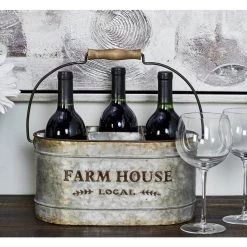 6 Bottle Gray Metal Wine Holder by Litton Lane -Outlet Litton Lane Store litton lane wine racks 98469 31 1000