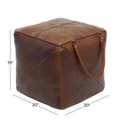 19 in. Brown Leather Rustic Stool by Litton Lane -Outlet Litton Lane Store mahogany brown litton lane bar stools 040336 76 1000