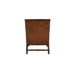 Brown Teak Wood Upholstered Leather Accent Chair with Ottoman with Scrollwork Arms and High Back (Set of 2) by Litton Lane 20 Brown Teak Wood Upholstered Leather Accent Chair with Ottoman with Scrollwork Arms and High Back (Set of 2) by Litton Lane -Outlet Litton Lane Store mahogany litton lane accent chairs 64775 66 1000