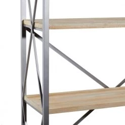 72 in. Brown Wood Industrial 5 Shelf Shelving Unit by Litton Lane -Outlet Litton Lane Store matte black natural brown litton lane bookcases bookshelves 77597 77 1000