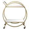Gold Rolling 2 Mirrored Shelves Bar Cart with Wheels and Handle by Litton Lane