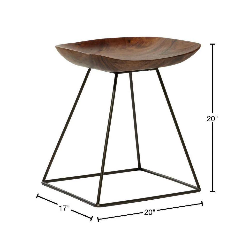 20 in. Brown Metal Rustic Stool by Litton Lane 4 20 in. Brown Metal Rustic Stool by Litton Lane - Image 2