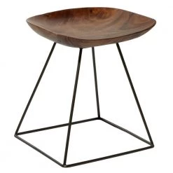 20 in. Brown Metal Rustic Stool by Litton Lane