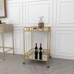30 in. Gold Metal Traditional Bar Cart by Litton Lane -Outlet Litton Lane Store metallic gold litton lane bar carts 65572 4f 1000