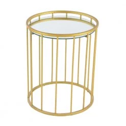 18 in. Gold Round Mirrored End Table with 3-Pieces by Litton Lane -Outlet Litton Lane Store metallic gold mirror litton lane coffee tables 55561 4f 1000