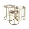 18 in. Gold Round Mirrored End Table with 3-Pieces by Litton Lane