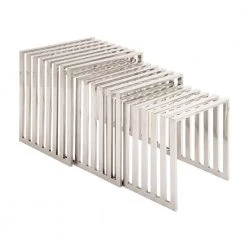 Silver Modern Accent Table, Set of 3 21 in. , 19 in. , 17 in. H by Litton Lane