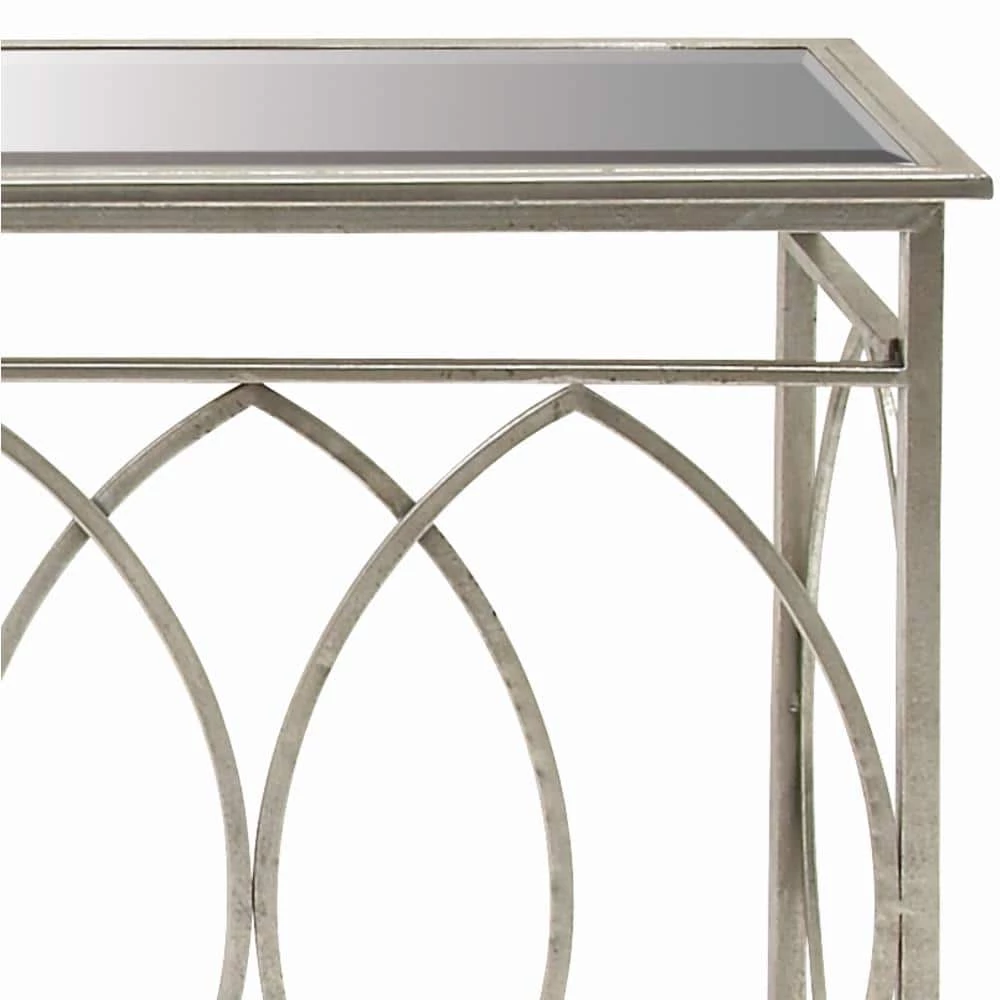 54 in. Silver Rectangle Metal Traditional Console Table by Litton Lane 5 54 in. Silver Rectangle Metal Traditional Console Table by Litton Lane - Image 3