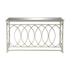 54 in. Silver Rectangle Metal Traditional Console Table by Litton Lane