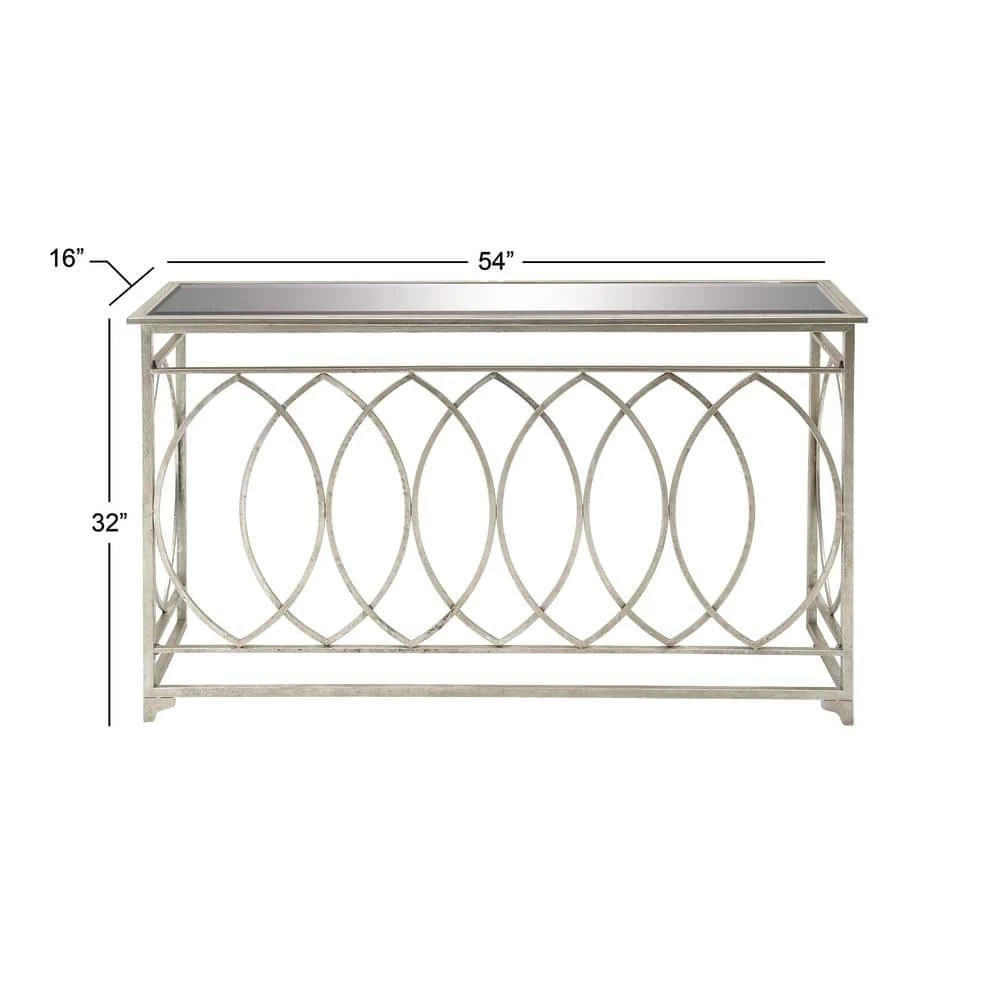 54 in. Silver Rectangle Metal Traditional Console Table by Litton Lane 11 54 in. Silver Rectangle Metal Traditional Console Table by Litton Lane - Image 9