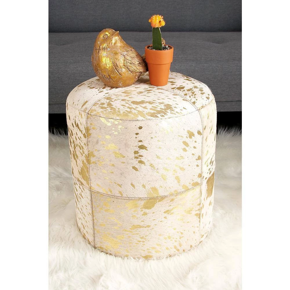 16 in. Gold Wood Contemporary Ottoman by Litton Lane 10 16 in. Gold Wood Contemporary Ottoman by Litton Lane - Image 8