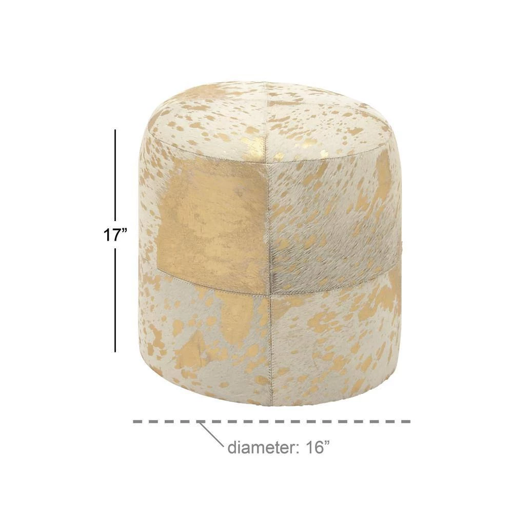 16 in. Gold Wood Contemporary Ottoman by Litton Lane 9 16 in. Gold Wood Contemporary Ottoman by Litton Lane - Image 7