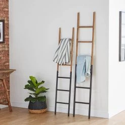 Brown Metal Industrial Ladder (Set of 2) by Litton Lane -Outlet Litton Lane Store multi colored litton lane bookcases bookshelves 43765 31 1000