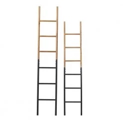Brown Metal Industrial Ladder (Set of 2) by Litton Lane -Outlet Litton Lane Store multi colored litton lane bookcases bookshelves 43765 66 1000