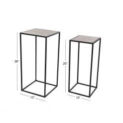 13 in. Black Square Wood End Table with Brown Tops 2-Pieces by Litton Lane -Outlet Litton Lane Store multi colored litton lane coffee tables 65624 76 1000