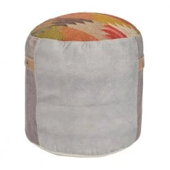 19 in. Multi Colored Canvas Rustic Pouf by Litton Lane 12 19 in. Multi Colored Canvas Rustic Pouf by Litton Lane -Outlet Litton Lane Store multi litton lane bar stools 042270 66 1000