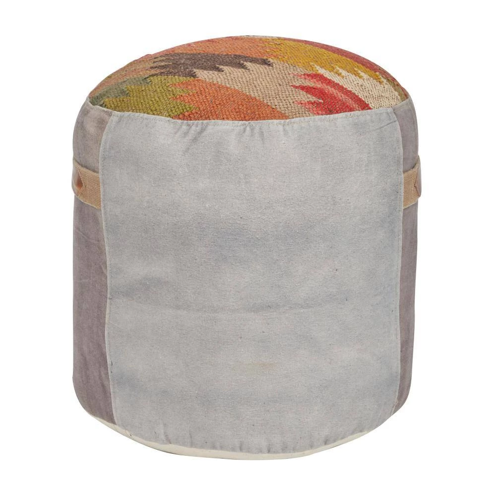19 in. Multi Colored Canvas Rustic Pouf by Litton Lane 5 19 in. Multi Colored Canvas Rustic Pouf by Litton Lane - Image 3