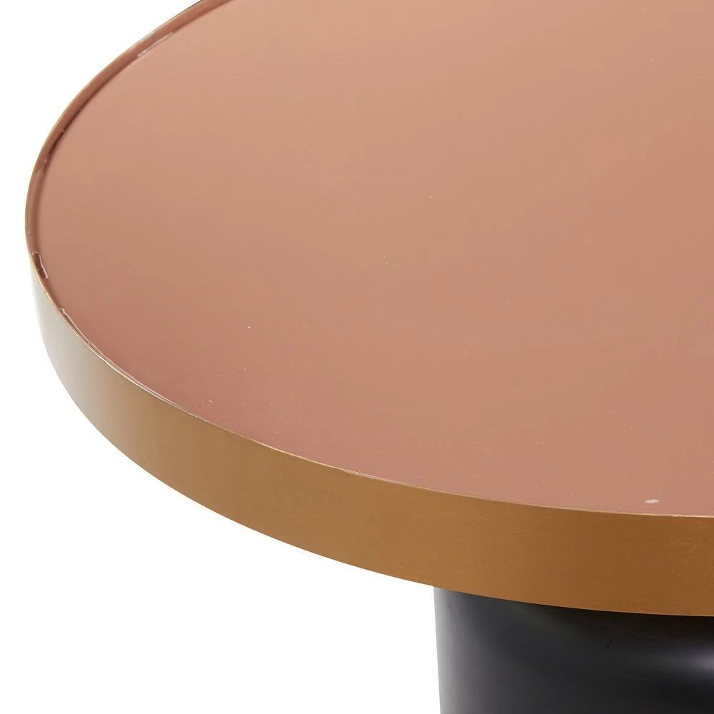 30 in. x 18 in. Round Gold and Black Metal Coffee Table with Dark Peach Enamel Inlay by Litton Lane 6 30 in. x 18 in. Round Gold and Black Metal Coffee Table with Dark Peach Enamel Inlay by Litton Lane - Image 4