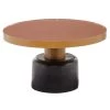 30 in. x 18 in. Round Gold and Black Metal Coffee Table with Dark Peach Enamel Inlay by Litton Lane