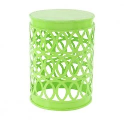 16 in. Multi Colored Round Iron Indoor Outdoor Stackable Nesting End Table with Laser Carved Trellis Design 3-Pieces by Litton Lane -Outlet Litton Lane Store multi litton lane coffee tables 29028 40 1000