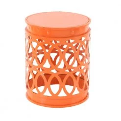 16 in. Multi Colored Round Iron Indoor Outdoor Stackable Nesting End Table with Laser Carved Trellis Design 3-Pieces by Litton Lane -Outlet Litton Lane Store multi litton lane coffee tables 29028 a0 1000