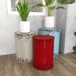 16 in. Multi Colored Cylinder Metal End Table with 3-Pieces by Litton Lane -Outlet Litton Lane Store multi litton lane coffee tables 55401 1f 1000