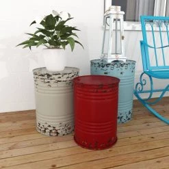 16 in. Multi Colored Cylinder Metal End Table with 3-Pieces by Litton Lane -Outlet Litton Lane Store multi litton lane coffee tables 55401 44 1000