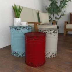 16 in. Multi Colored Cylinder Metal End Table with 3-Pieces by Litton Lane -Outlet Litton Lane Store multi litton lane coffee tables 55401 4f 1000