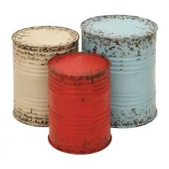 16 in. Multi Colored Cylinder Metal End Table with 3-Pieces by Litton Lane
