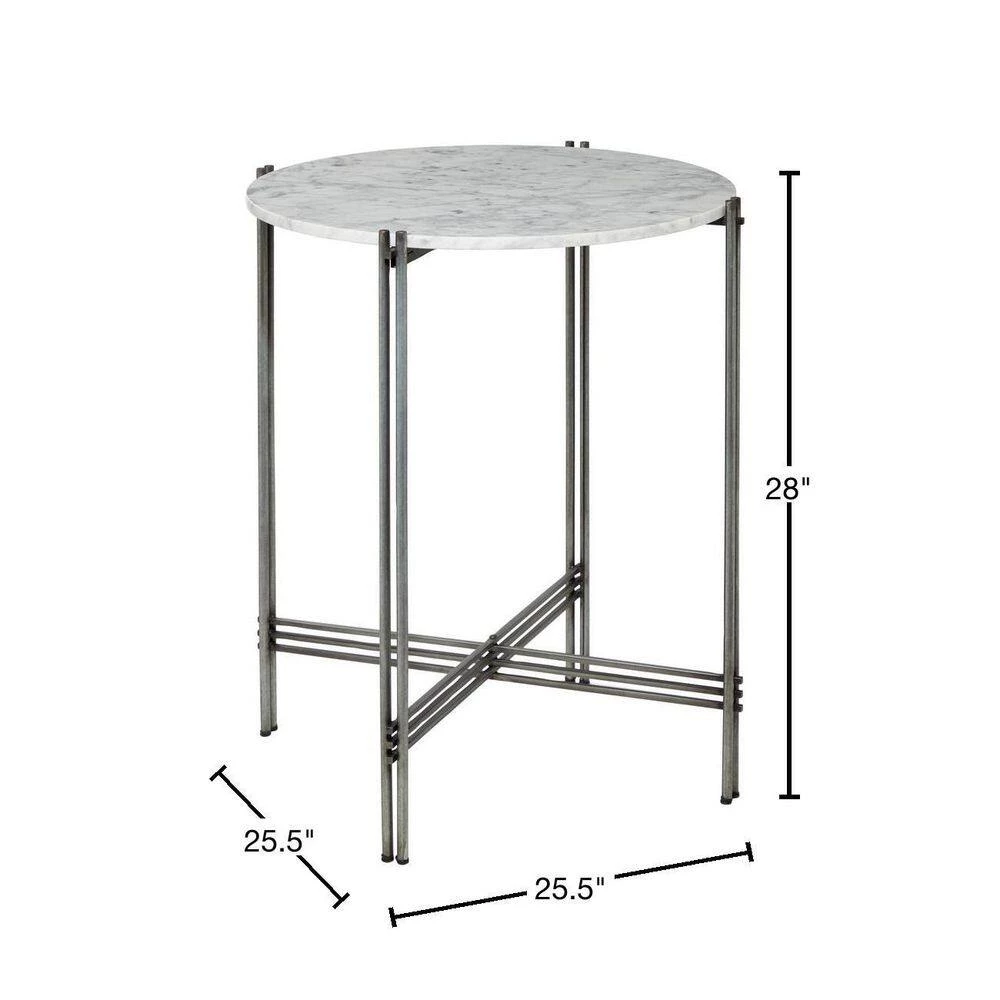 26 in. White Round Marble End Table by Litton Lane 5 26 in. White Round Marble End Table by Litton Lane - Image 3