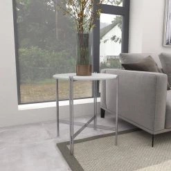 26 in. White Round Marble End Table by Litton Lane 20 26 in. White Round Marble End Table by Litton Lane -Outlet Litton Lane Store multi litton lane end side tables 89547 44 1000