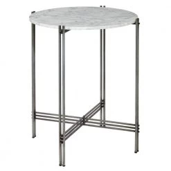 26 in. White Round Marble End Table by Litton Lane