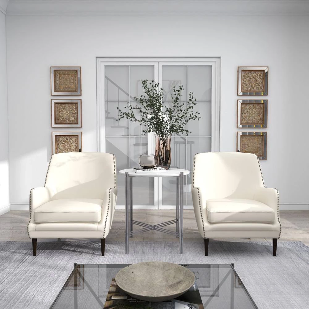 26 in. White Round Marble End Table by Litton Lane 12 26 in. White Round Marble End Table by Litton Lane - Image 10