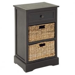 28 in. x 16 in. x 13 in. Black Wood Traditional Storage Unit by Litton Lane