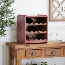 12 Bottle Red Farmhouse Wood Wine Rack by Litton Lane 15 12 Bottle Red Farmhouse Wood Wine Rack by Litton Lane -Outlet Litton Lane Store n a litton lane wine racks 36918 31 1000