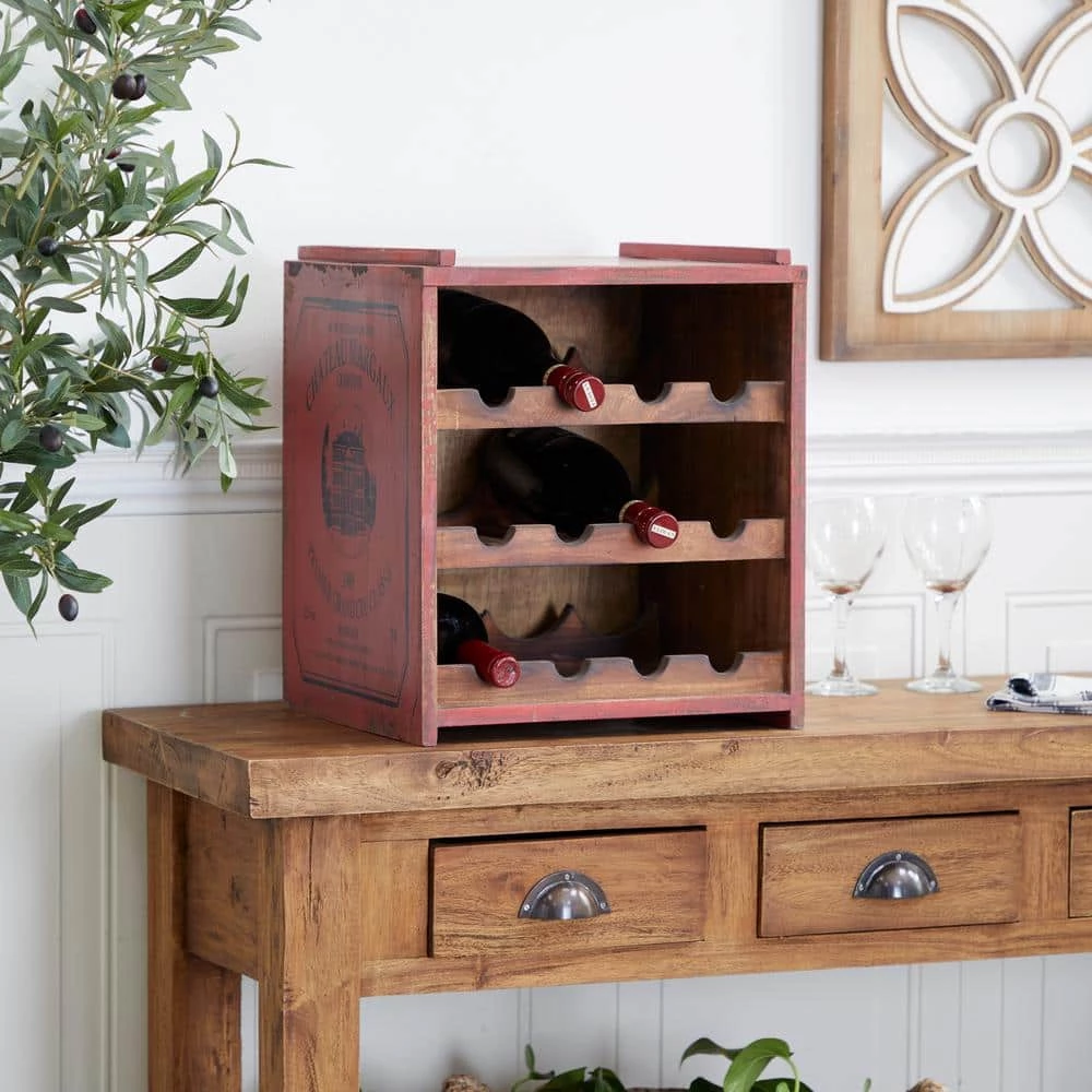 12 Bottle Red Farmhouse Wood Wine Rack by Litton Lane 9 12 Bottle Red Farmhouse Wood Wine Rack by Litton Lane - Image 7