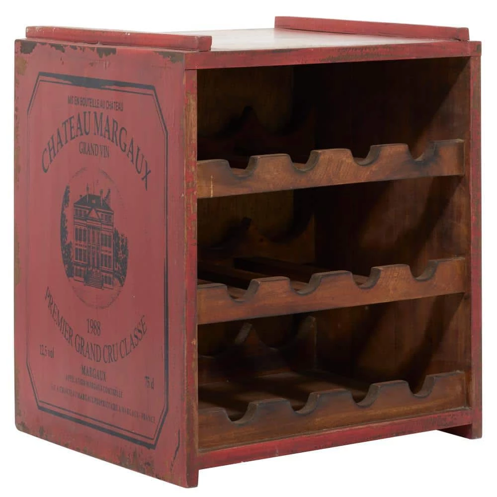 12 Bottle Red Farmhouse Wood Wine Rack by Litton Lane 3 12 Bottle Red Farmhouse Wood Wine Rack by Litton Lane