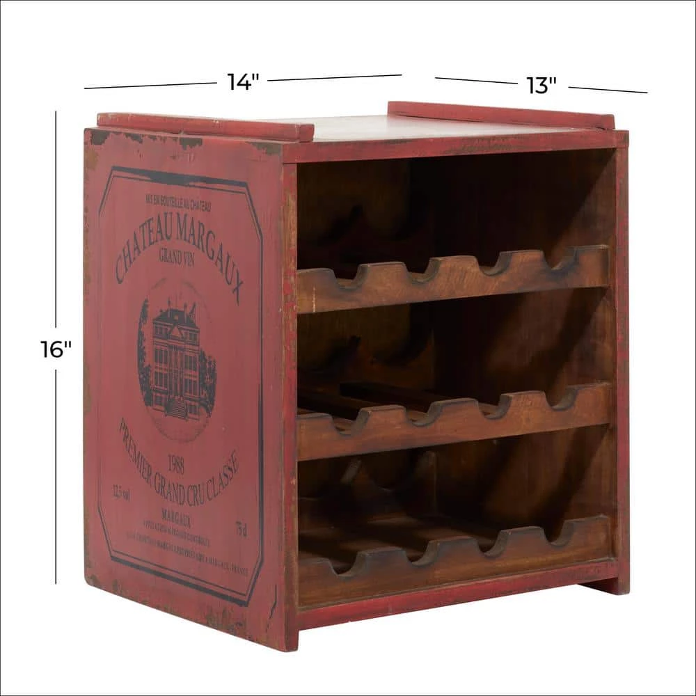 12 Bottle Red Farmhouse Wood Wine Rack by Litton Lane 8 12 Bottle Red Farmhouse Wood Wine Rack by Litton Lane - Image 6