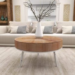 32 in. Natural Brown Round Wood Modern Coffee Table by Litton Lane 20 32 in. Natural Brown Round Wood Modern Coffee Table by Litton Lane -Outlet Litton Lane Store natural brown litton lane coffee tables 16405 44 1000