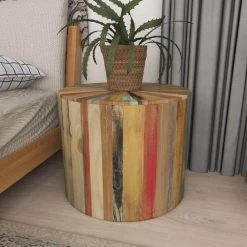 22 in. Brown Round Wood Handmade End Table by Litton Lane -Outlet Litton Lane Store natural reclaimed wood litton lane end side tables 90903 1d 1000