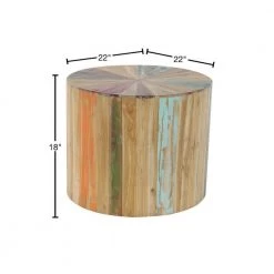 22 in. Brown Round Wood Handmade End Table by Litton Lane -Outlet Litton Lane Store natural reclaimed wood litton lane end side tables 90903 40 1000