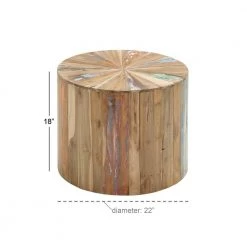 22 in. Brown Round Wood Handmade End Table by Litton Lane -Outlet Litton Lane Store natural reclaimed wood litton lane end side tables 90903 76 1000