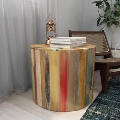 22 in. Brown Round Wood Handmade End Table by Litton Lane -Outlet Litton Lane Store natural reclaimed wood litton lane end side tables 90903 d4 1000