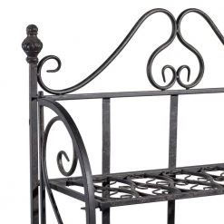 4-Shelf Metal Indoor Outdoor Tall Folding Scroll Bakers Rack in Black by Litton Lane -Outlet Litton Lane Store onyx litton lane baker s racks 63376 1f 1000